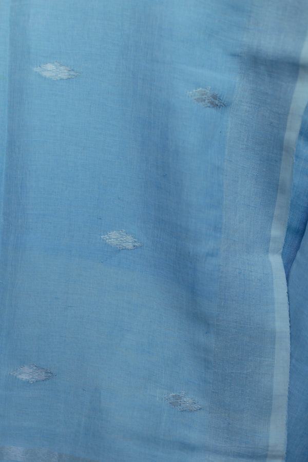 Baby Blue & Silver - Handloom Linen Jamdani Saree