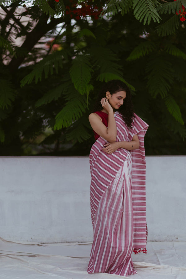 Tie Dye Stripes Handloom Saree