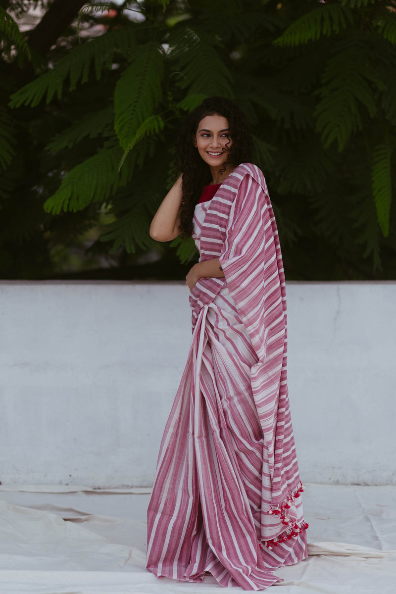 Tie Dye Stripes Handloom Saree