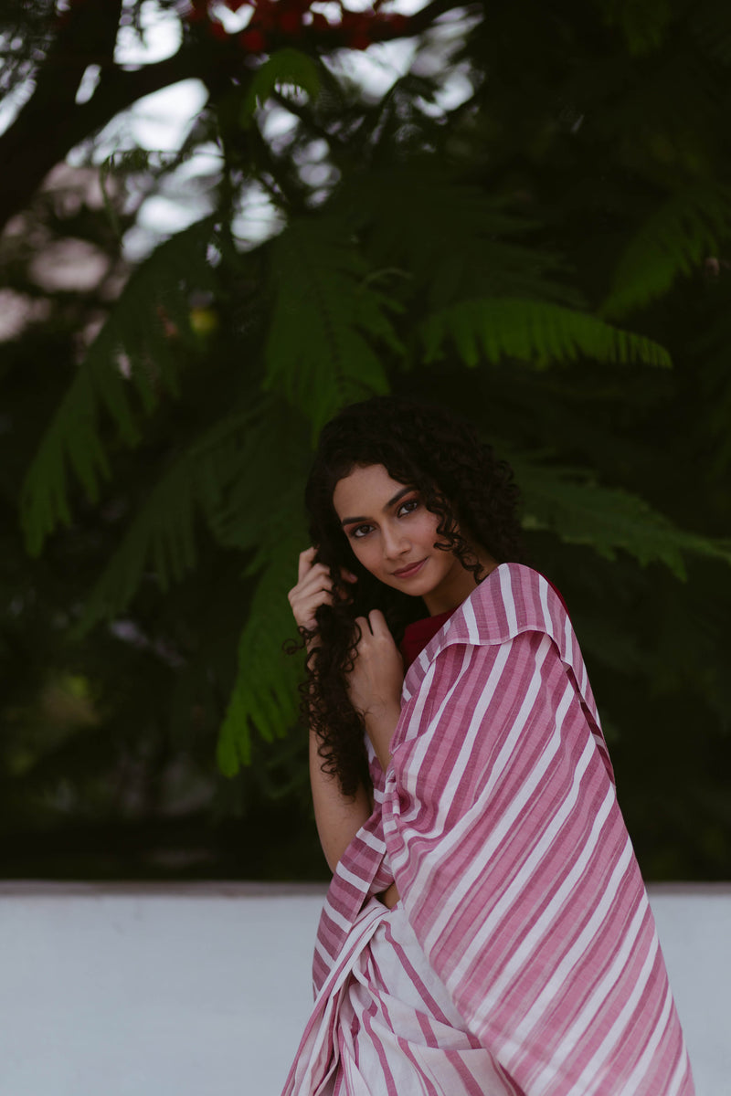 Tie Dye Stripes Handloom Saree