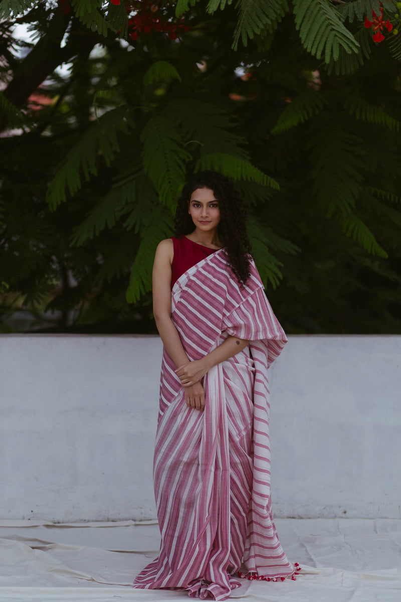 Tie Dye Stripes Handloom Saree