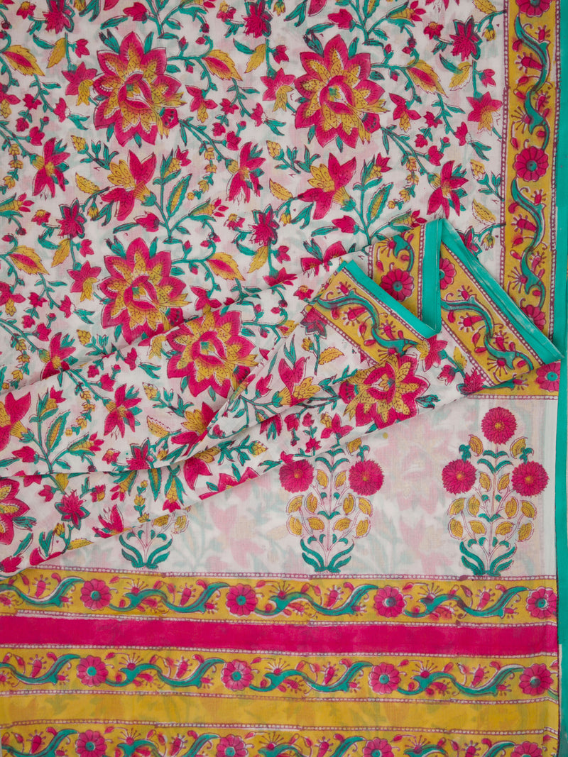 Carnival  - Hand block Printed Mul Saree