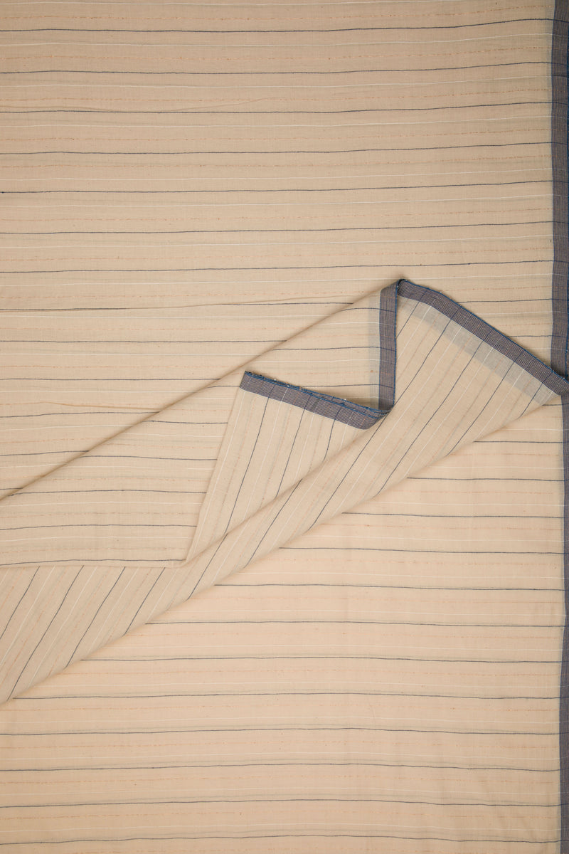 Tea Dye Stripes - Cotton khadi Saree