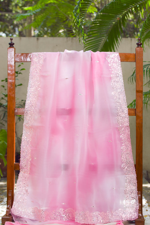 Rosealine - Mirror Work Organza Saree