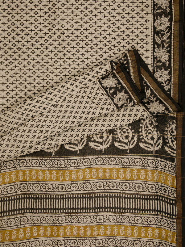 Meraki - Hand Block Printed Chanderi Silk Saree