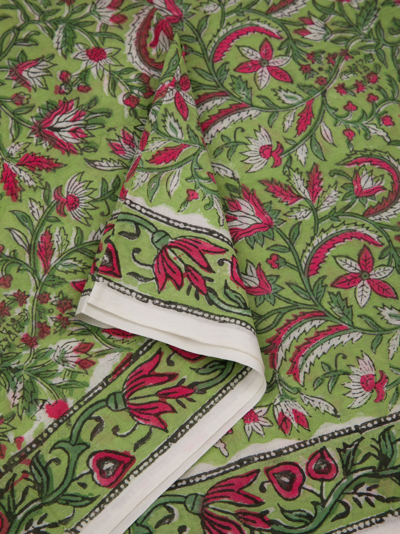 Shamrock - Hand block Printed Mul Saree