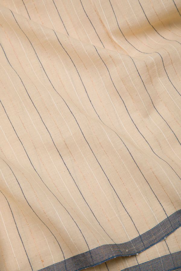 Tea Dye Stripes - Cotton khadi Saree
