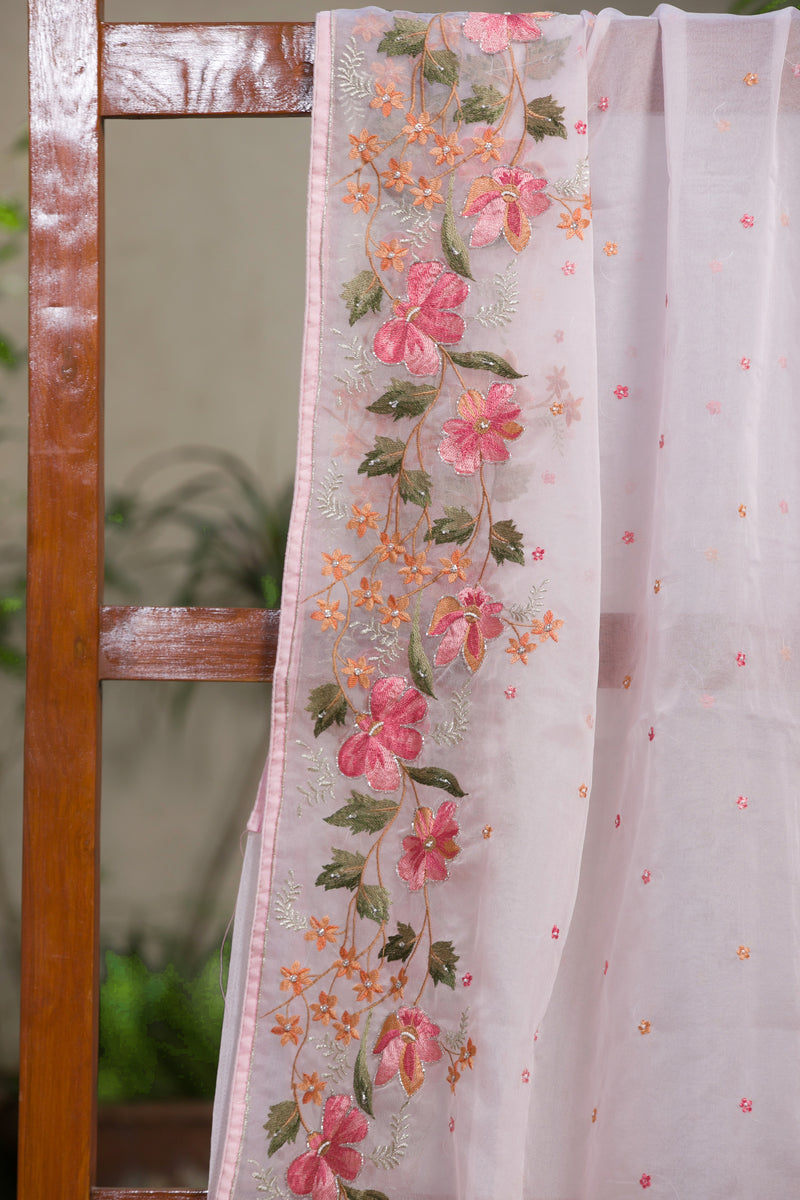 GoodLuck Peach   - Organza Saree