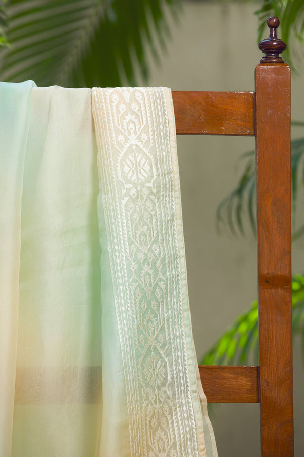 Jamdani Inspired - Embroidered Organza Saree
