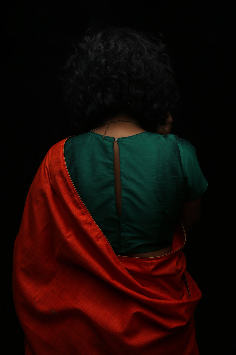 Green Raw Silk Readymade blouse