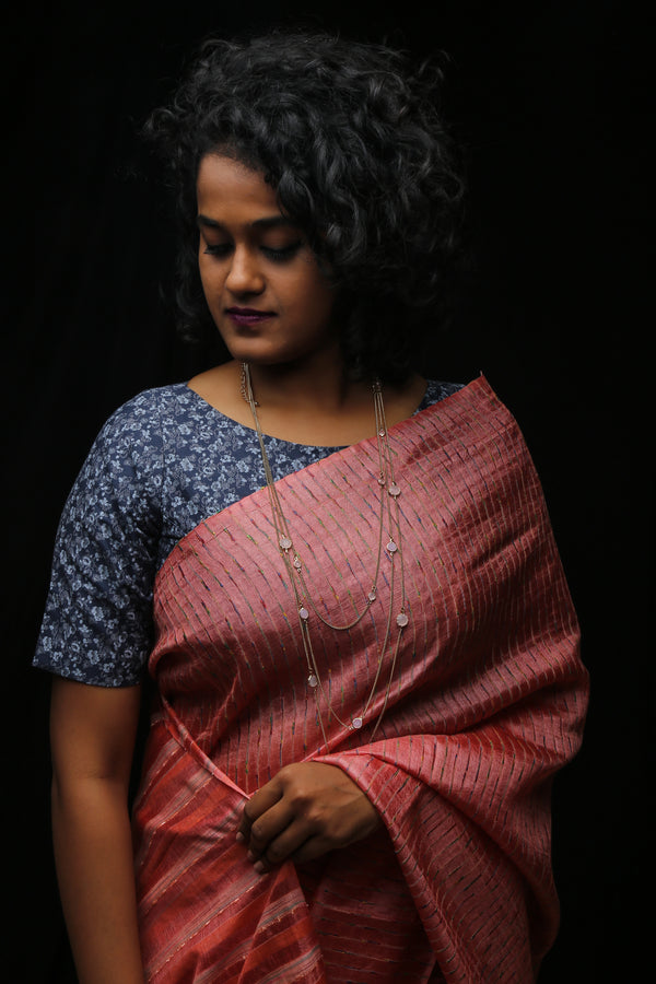 Grey Floral Readymade Cotton Blouse
