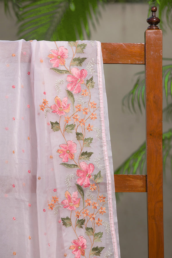 GoodLuck Peach   - Organza Saree