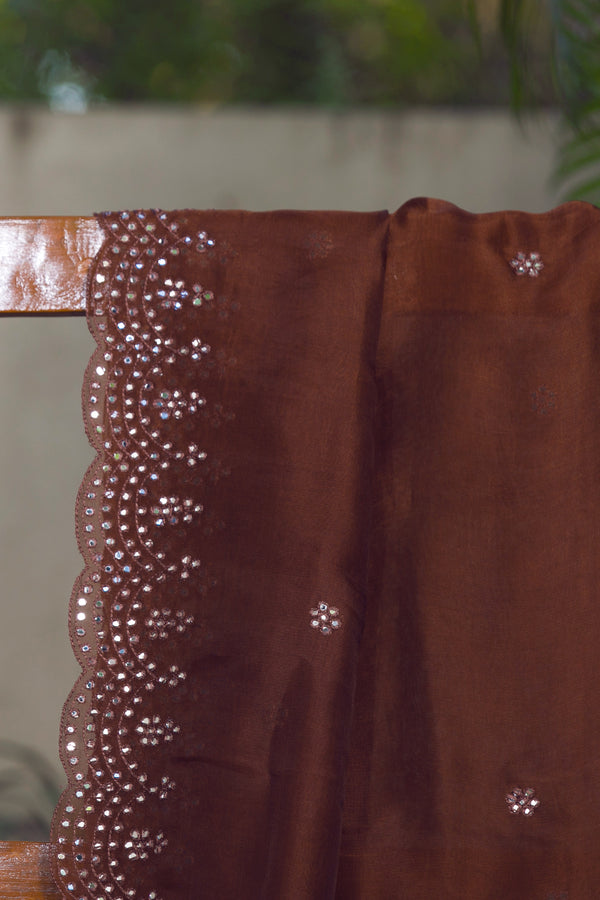 WOW Brown - Silk Organza Saree