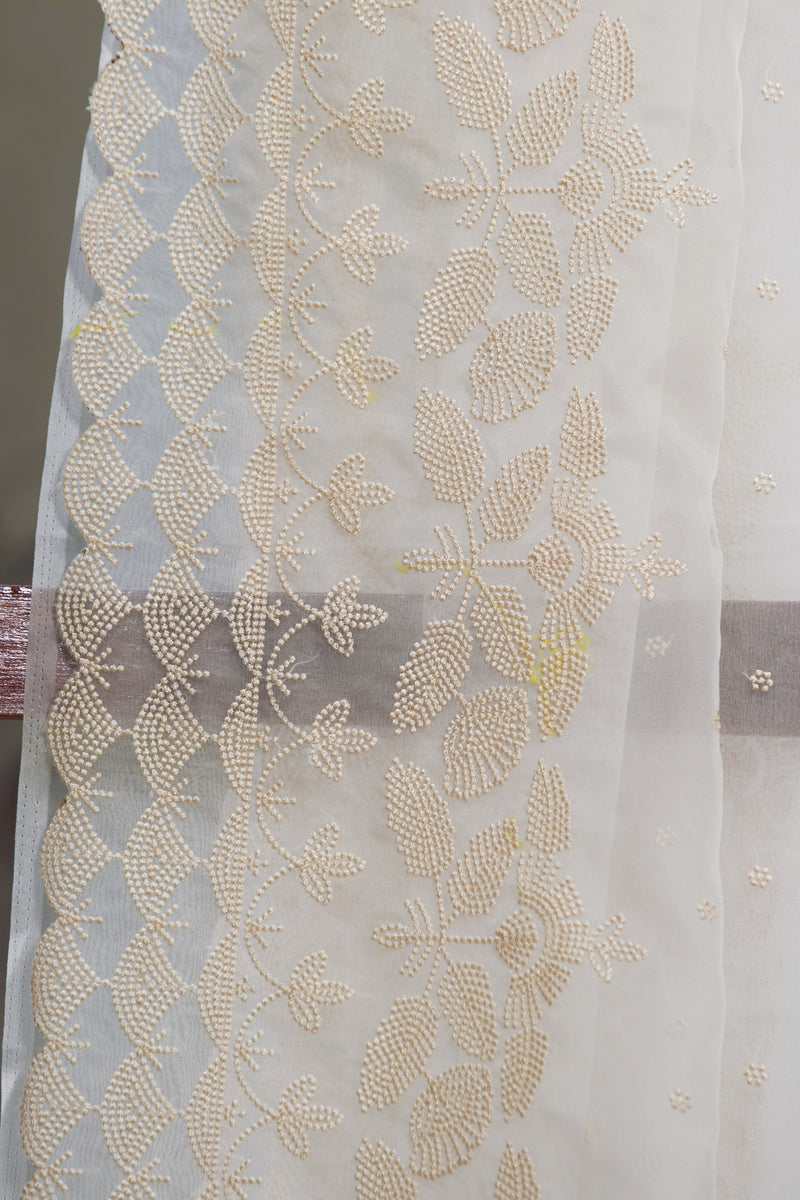 Snow Garden  - Silk Organza Saree