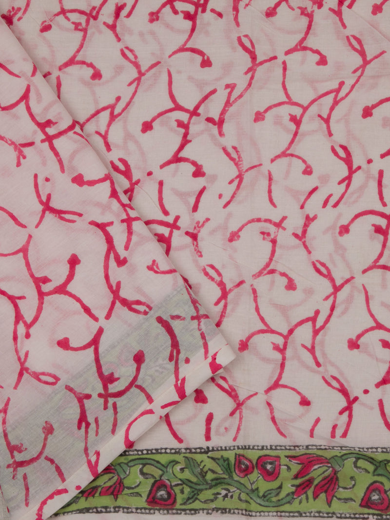 Shamrock - Hand block Printed Mul Saree