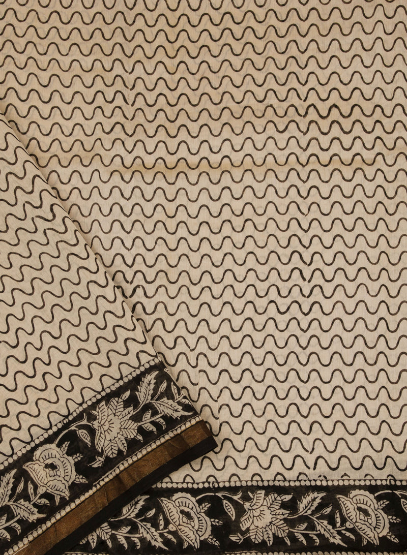 Meraki - Hand Block Printed Chanderi Silk Saree