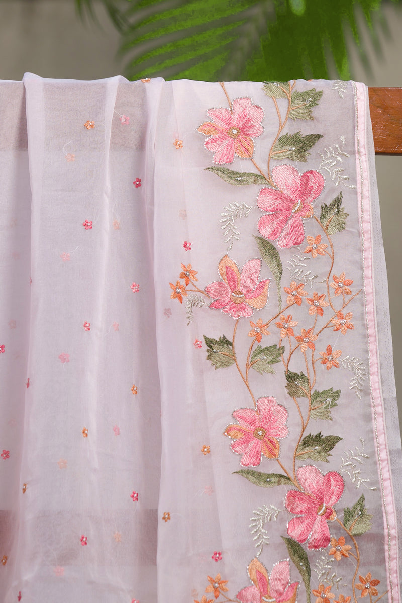 GoodLuck Peach   - Organza Saree