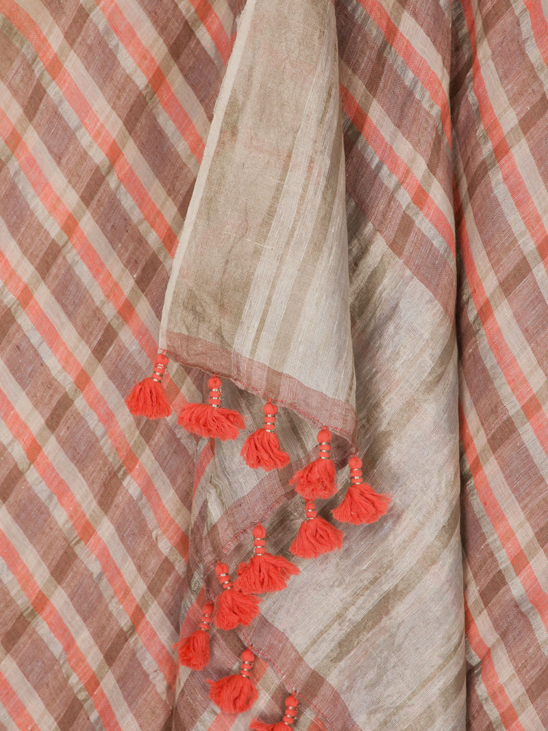 Sunday Mornings -  Handwoven Linen Saree
