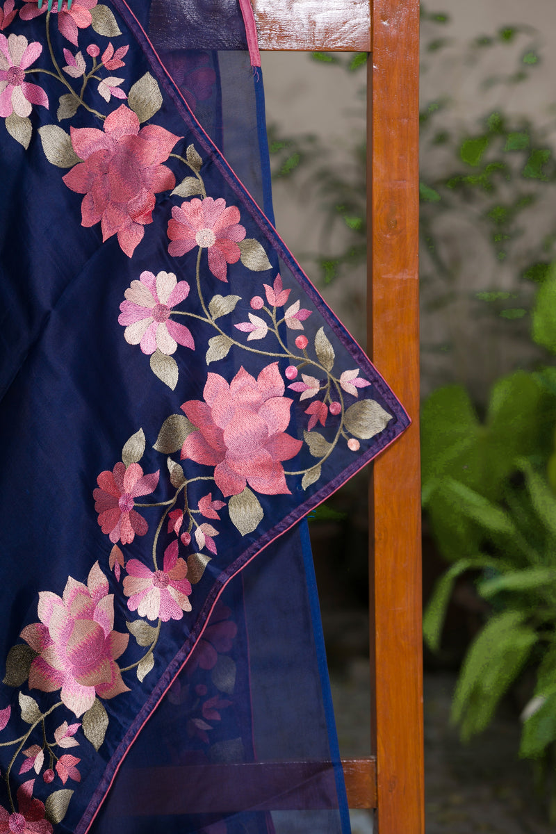 Rosealine Blue - Organza Saree