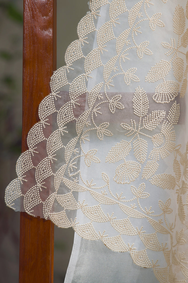 Snow Garden  - Silk Organza Saree