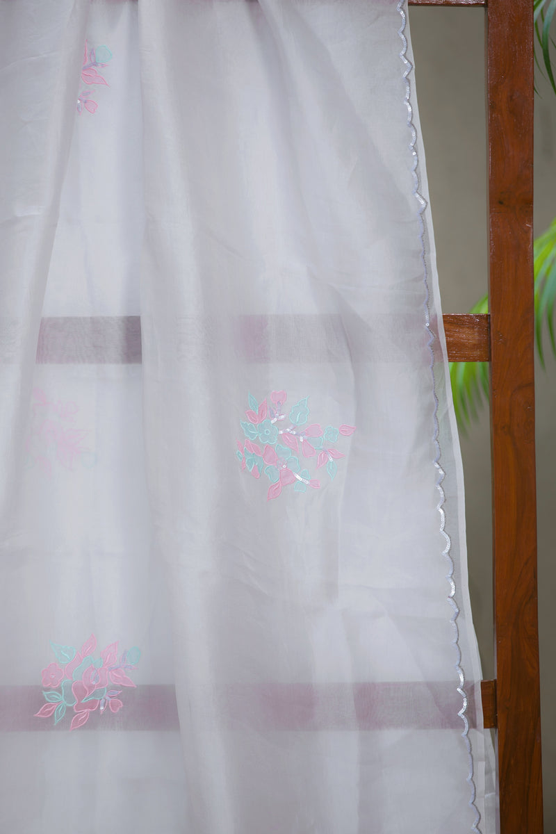 Monsoon Flowers - Organza Silk Saree