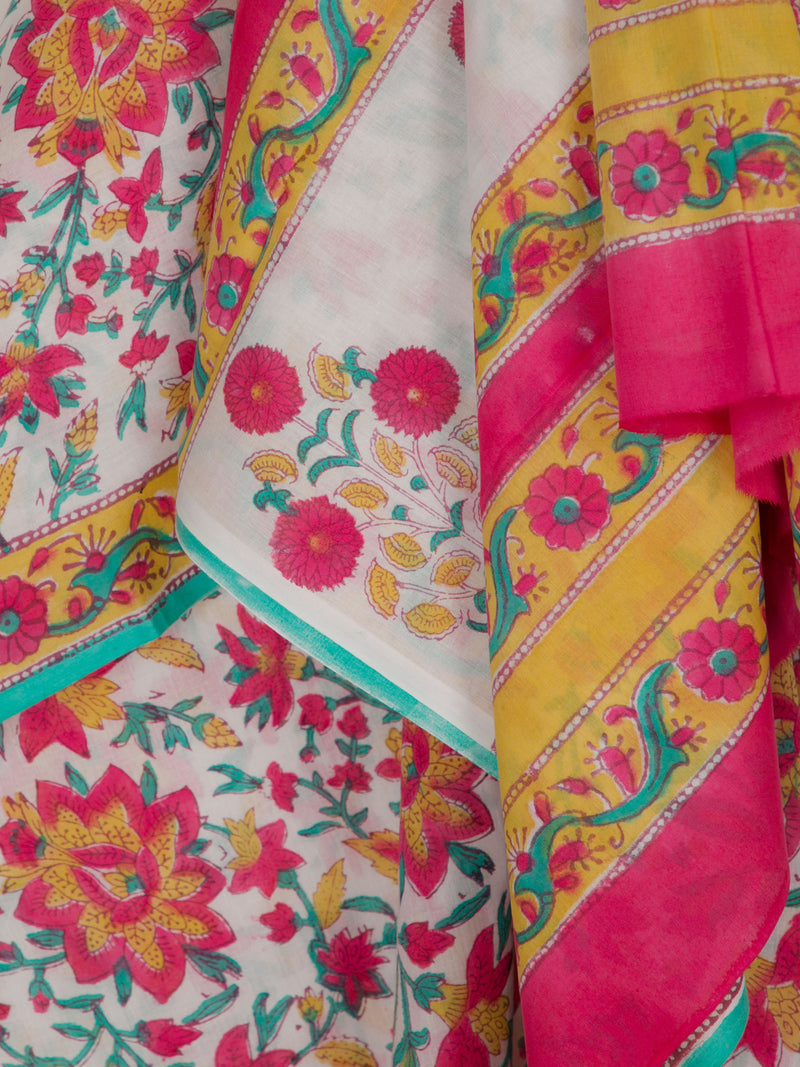 Carnival  - Hand block Printed Mul Saree