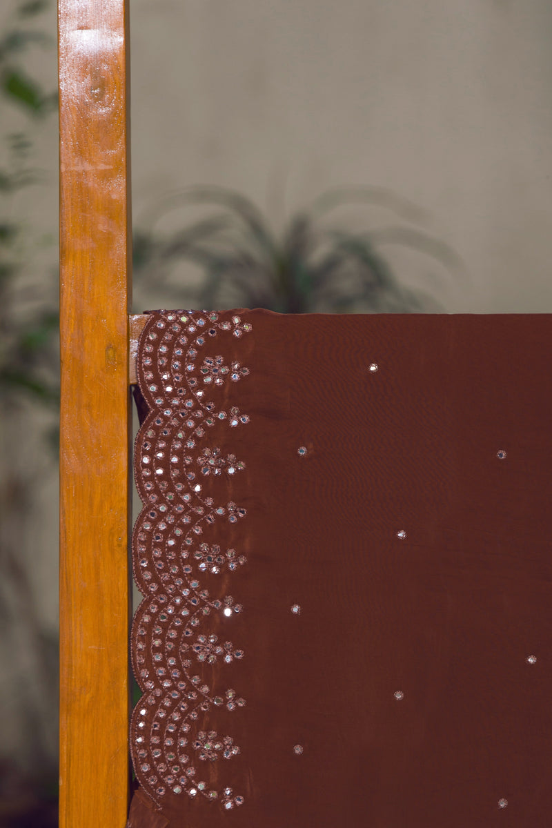 WOW Brown - Silk Organza Saree