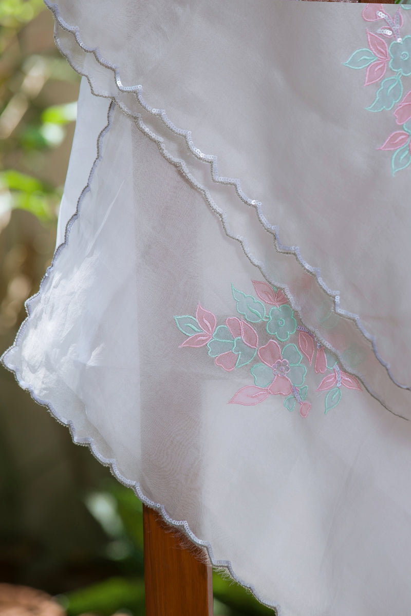 Monsoon Flowers - Organza Silk Saree