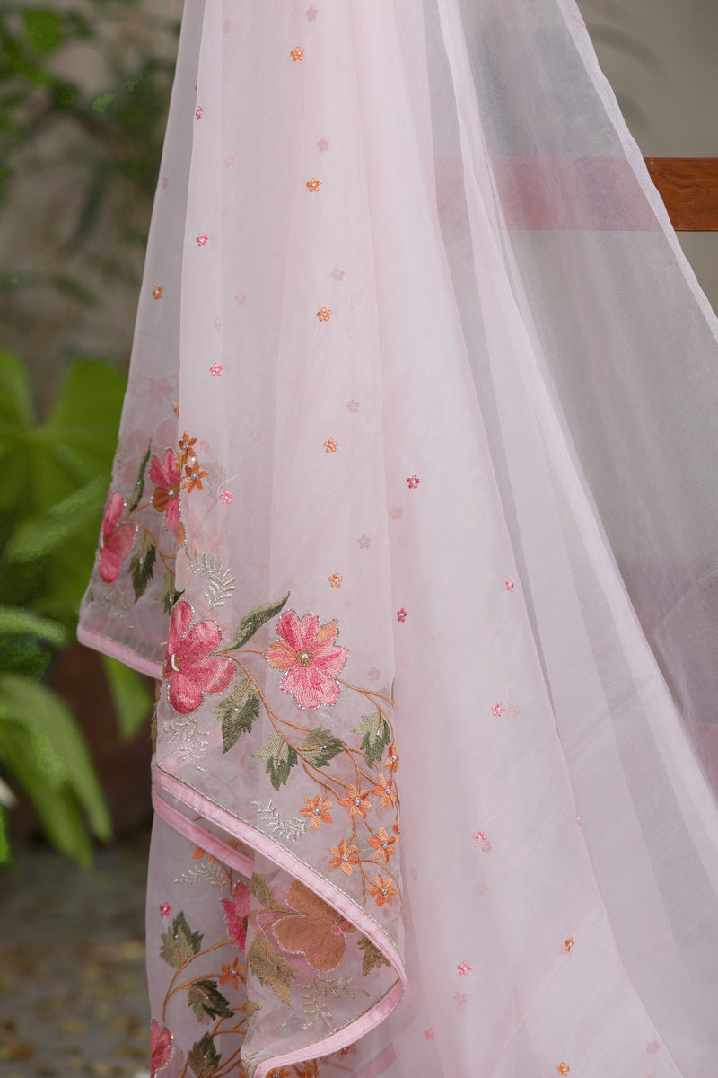 GoodLuck Peach   - Organza Saree