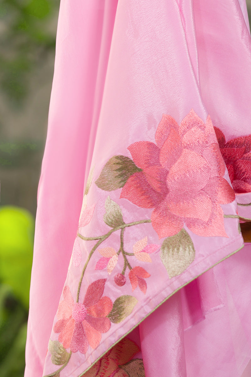 Rosealine Pink - Organza Saree