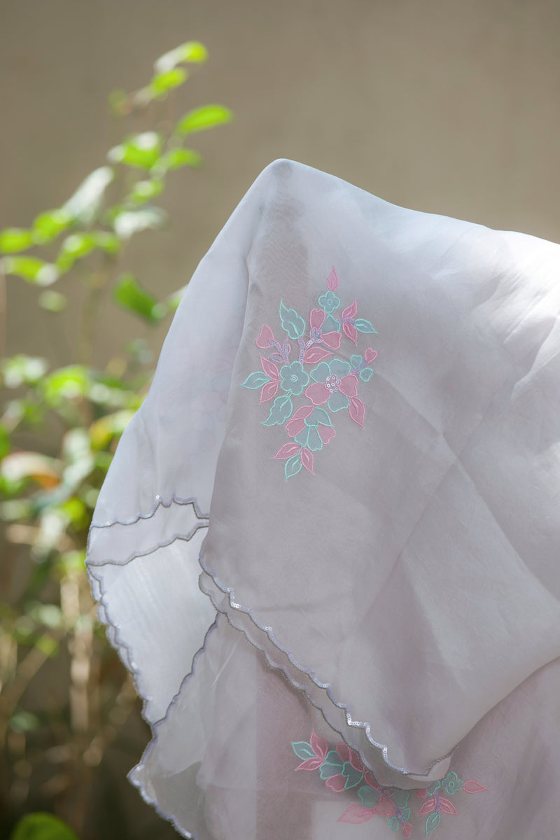 Monsoon Flowers - Organza Silk Saree