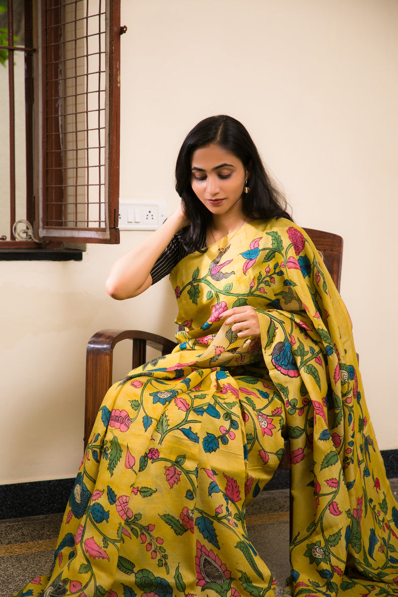 Summerville - Pen Kalamkari Silk Saree