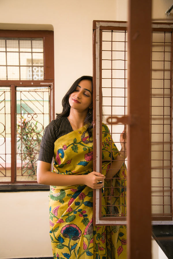 Summerville - Pen Kalamkari Silk Saree