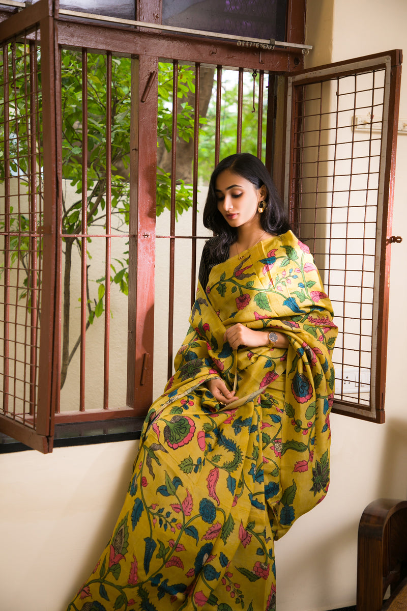 Summerville - Pen Kalamkari Silk Saree