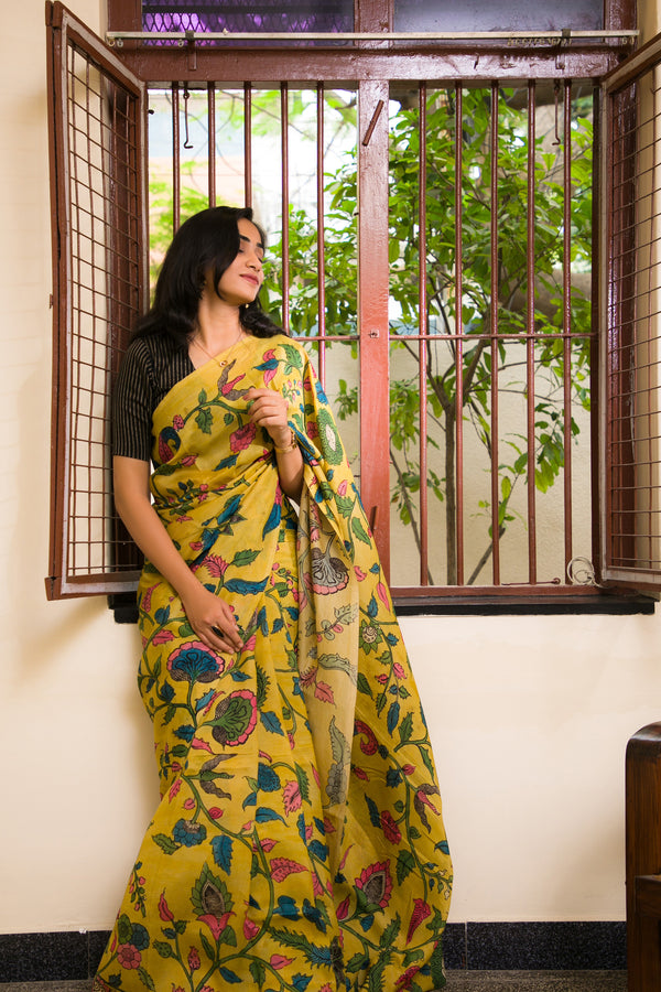 Summerville - Pen Kalamkari Silk Saree