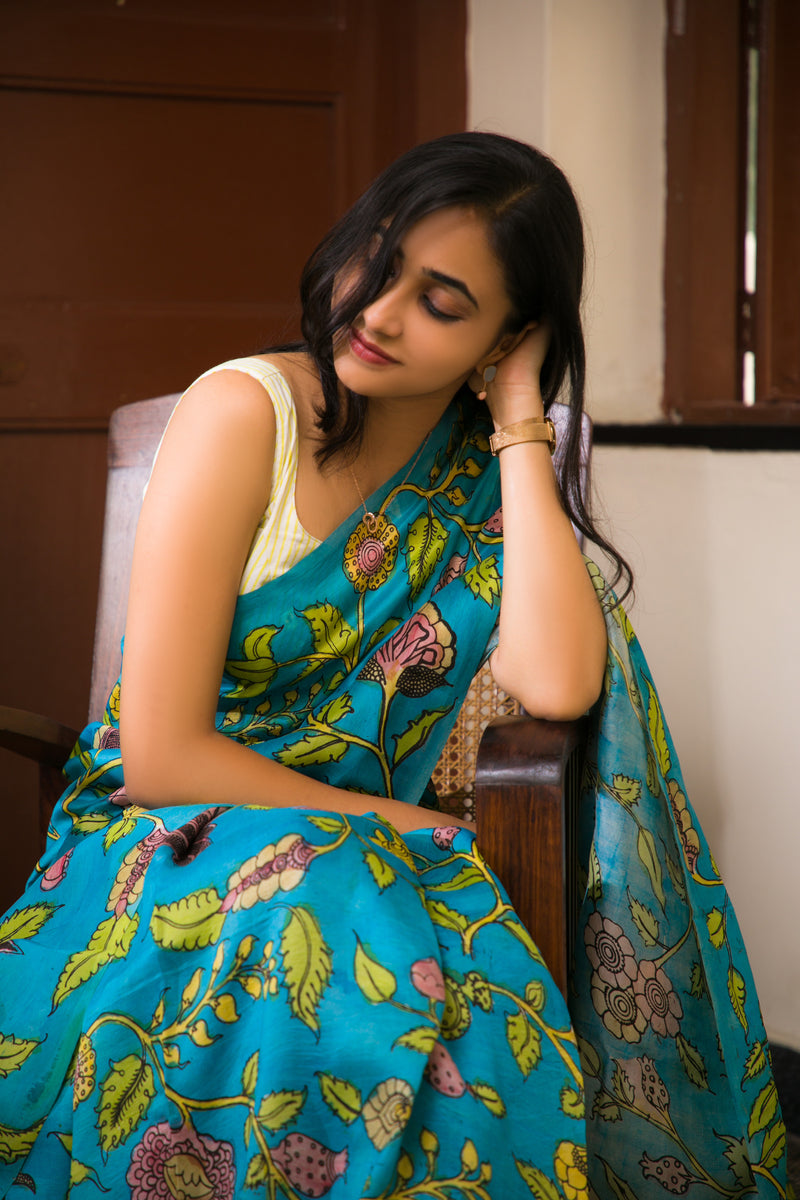 Symphony - Pen Kalamkari Silk Saree