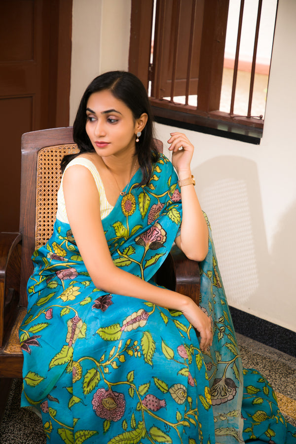 Symphony - Pen Kalamkari Silk Saree