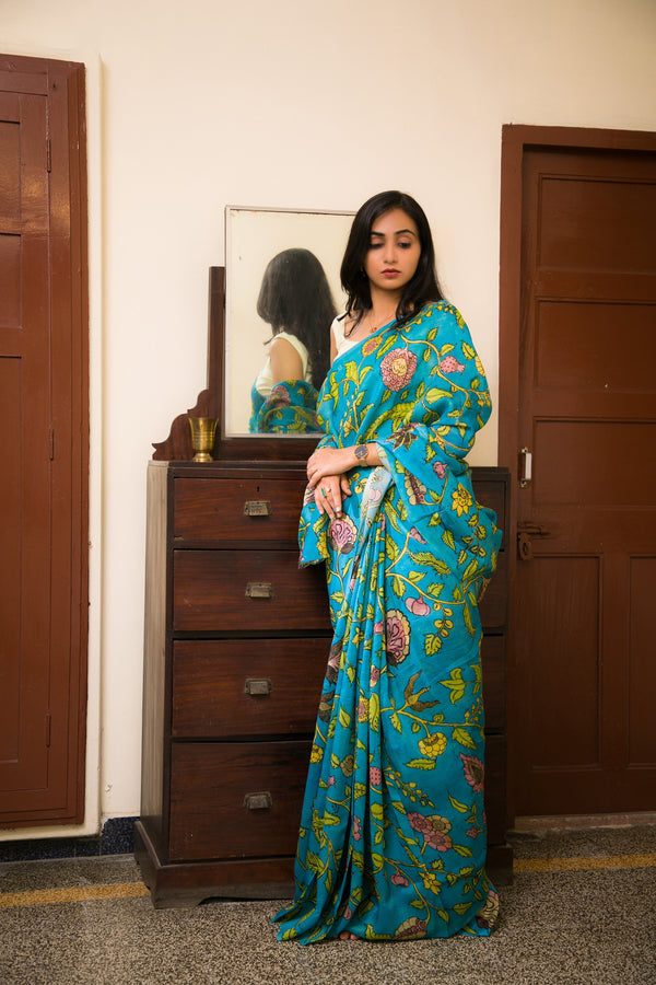 Symphony - Pen Kalamkari Silk Saree