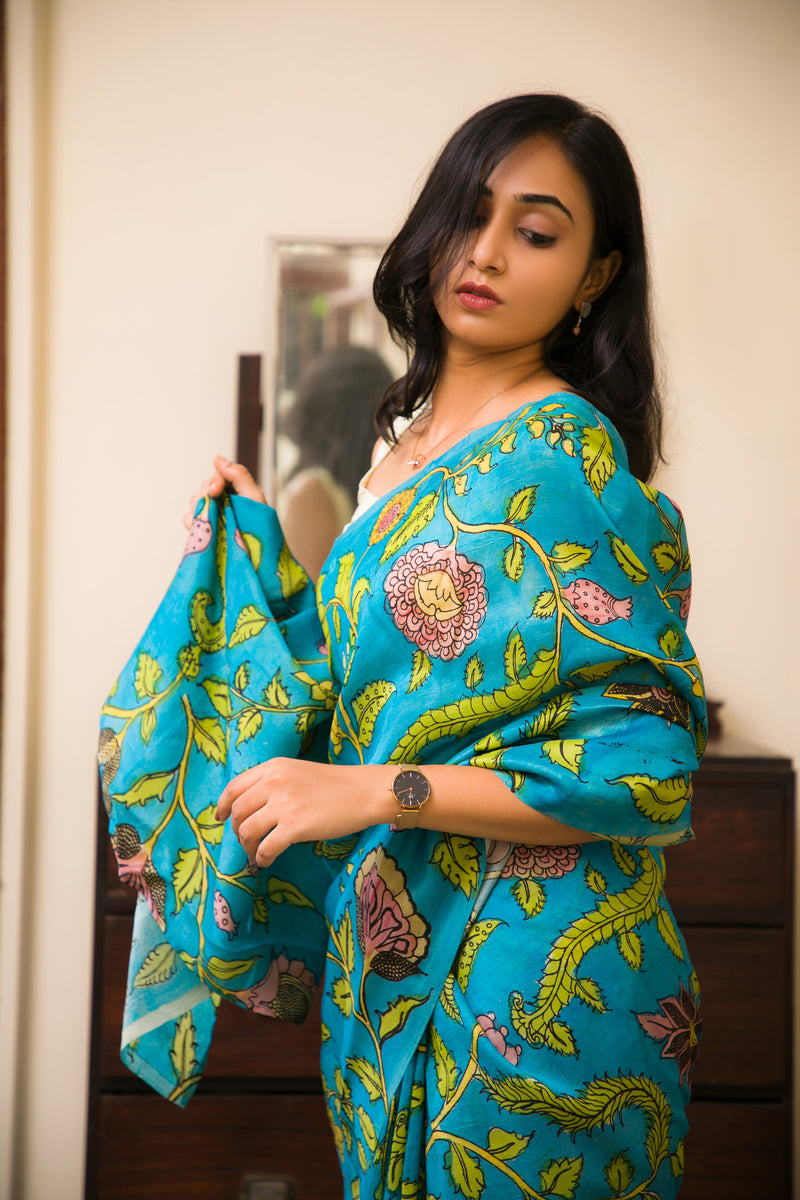 Symphony - Pen Kalamkari Silk Saree