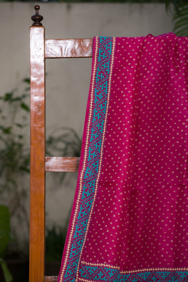 pink organza bandhini print 