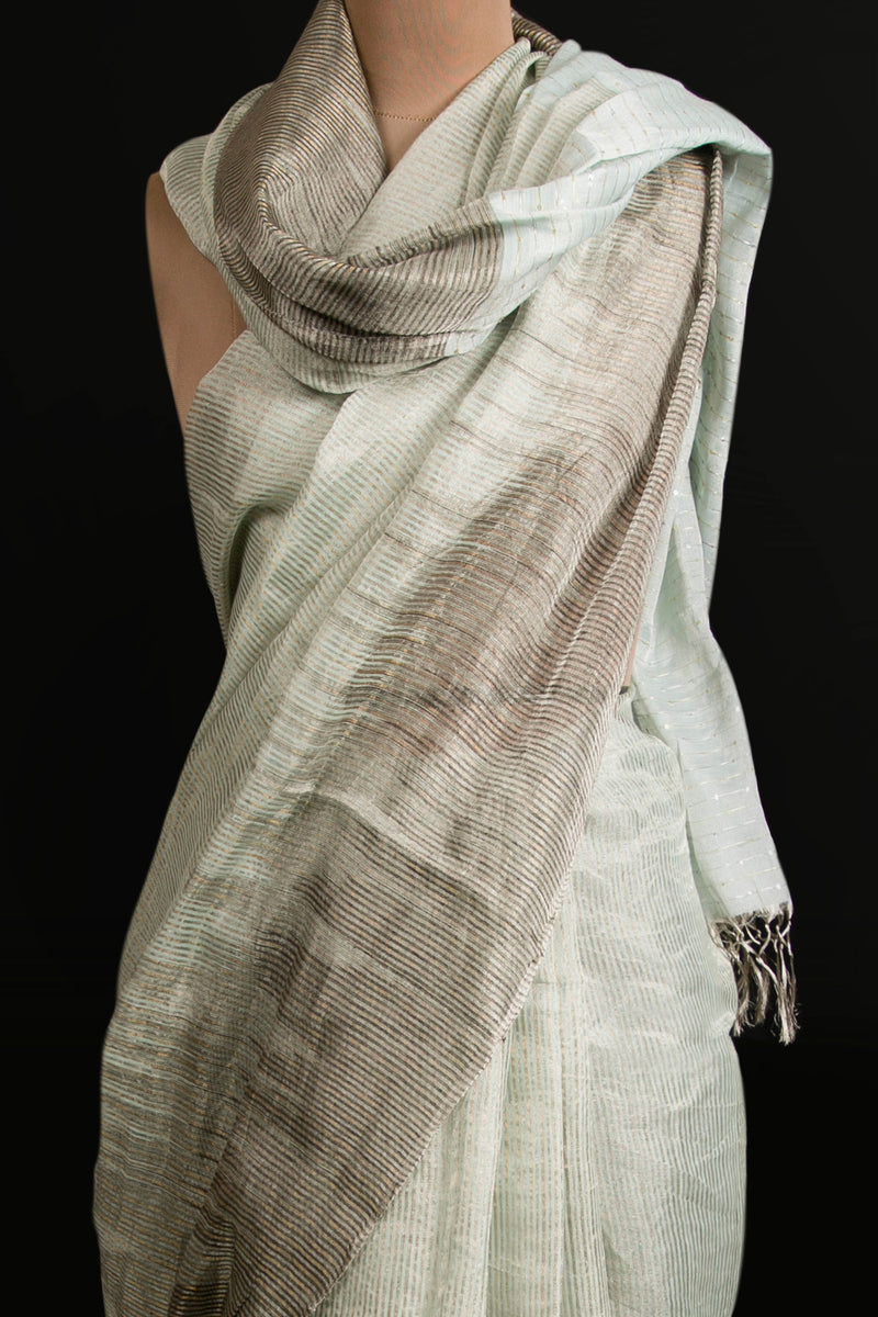 Blue Linen Tissue Saree