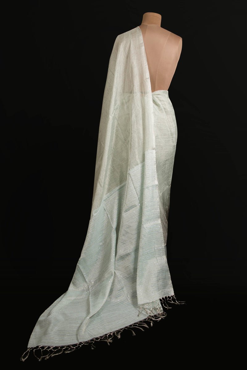 Blue Linen Tissue Saree