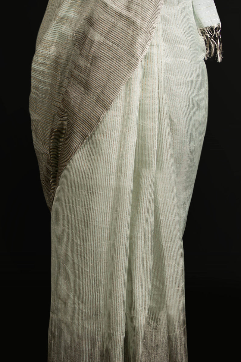 Blue Linen Tissue Saree
