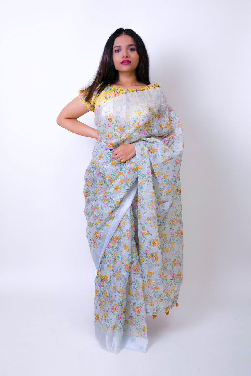 Gardenia - Floral Organza Saree