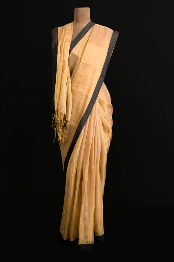 Golden Tissue Linen Saree