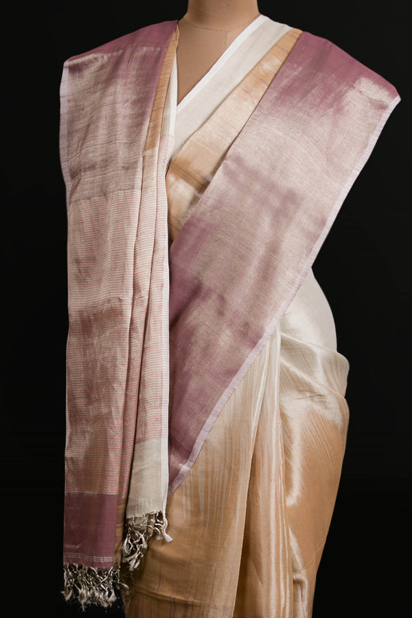 Tri Colour Tissue Linen Saree