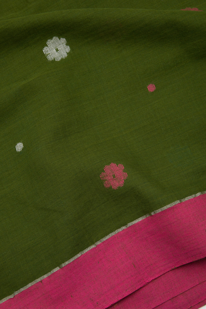 green jamdani cotton saree 