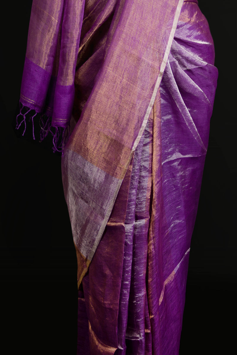 pure tissue linen saree	